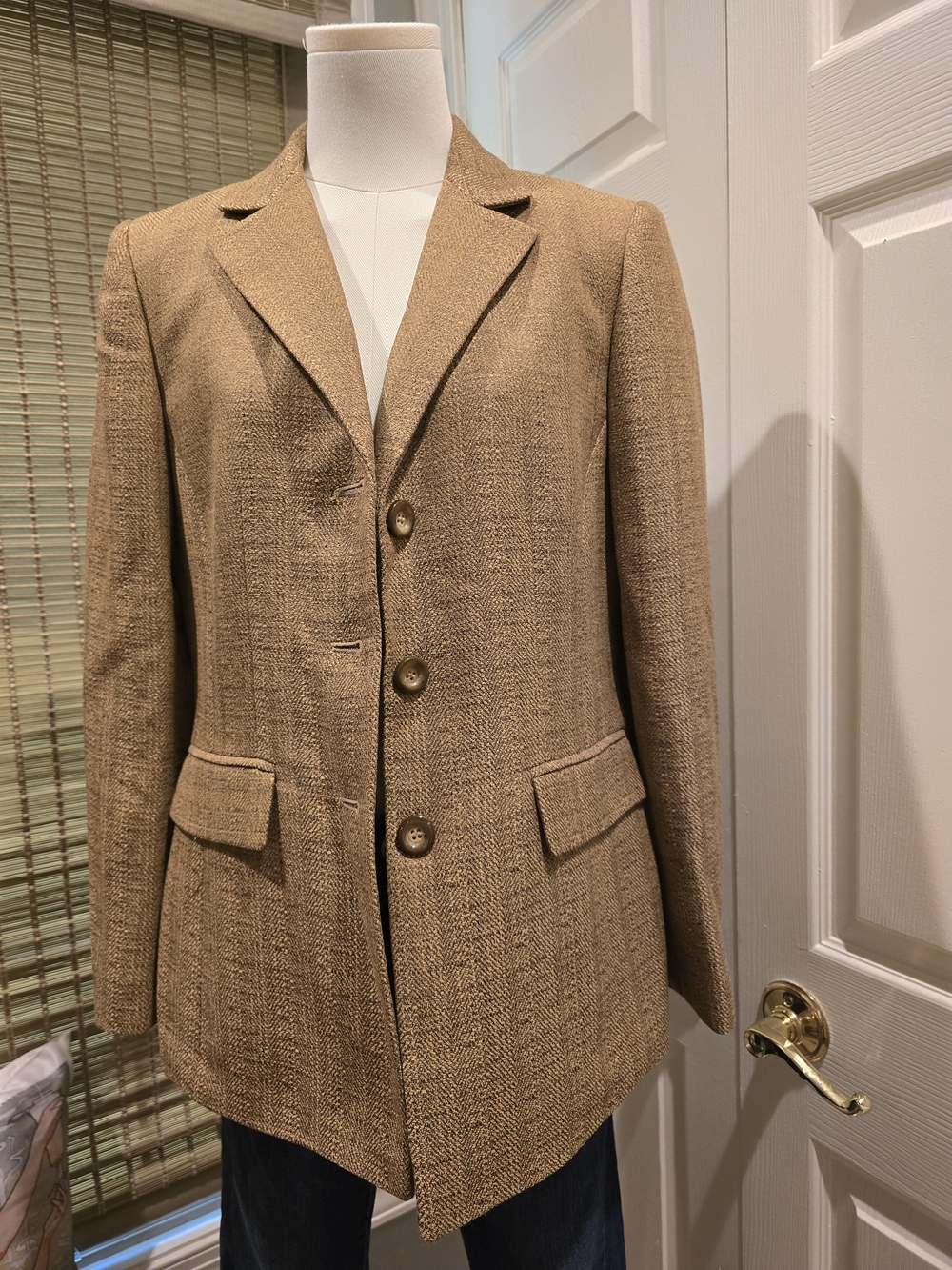 Jones Wear Tan Tweed Blazer Jacket